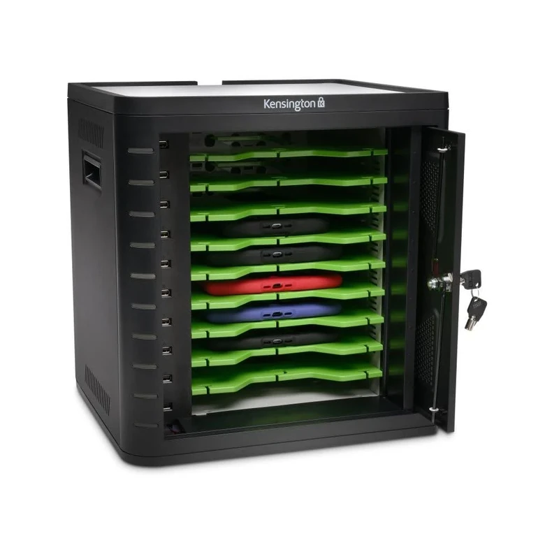 Kensington Charge and Sync Cabinet, Ultra-Secure Multiple Tablet Charging and Storage Cabinet with Space For Up To 10 Tablets, Temper-Resistant Door and Cooling Fan (K67862EU)