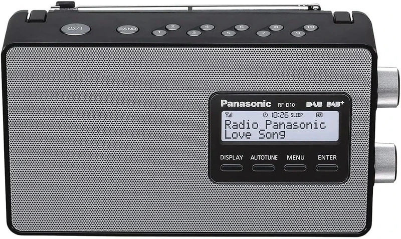 Panasonic RF-D10EB-K Portable DAB+ /DAB/FM Radio - AC/DC with 10Cm Speaker For Clear Sound., Black