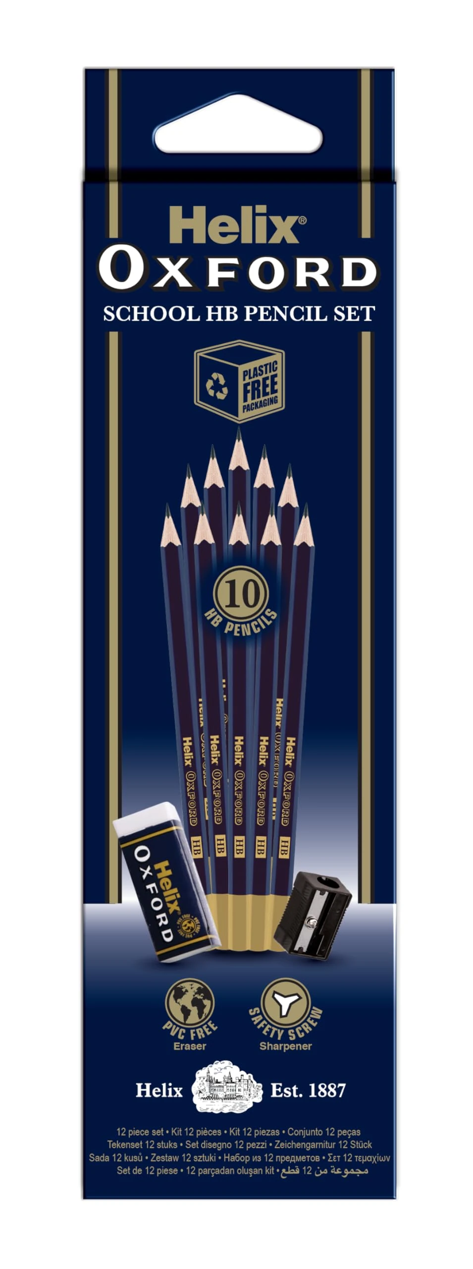 Helix Oxford X10 HB Pencils with Plastic Sharpener and Eraser