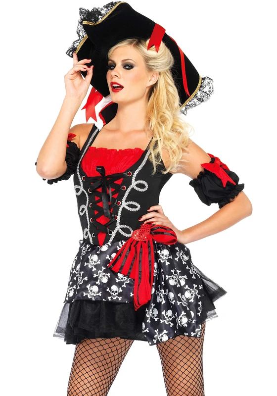 Leg Avenue Buccaneer Babe Costume (M/L, Black/Red)