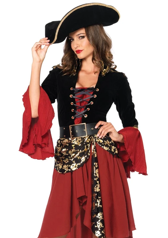 Leg Avenue Cruel Seas Captain Costume (L, Black/Burgundy)