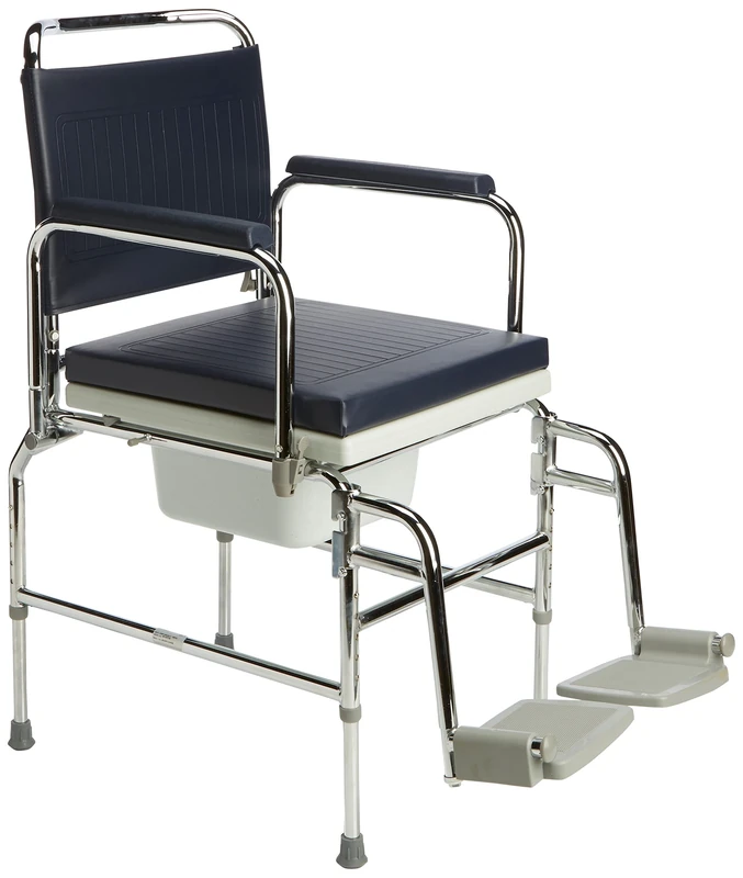 Homecraft Adjustable Height Static Commode, Deluxe Chrome Plated Commode Chair, Swing Drop Arms, Toilet Aid, Removable Bowl, Mobile Commode, Easy to Clean Seat (Eligible for VAT relief in the UK)