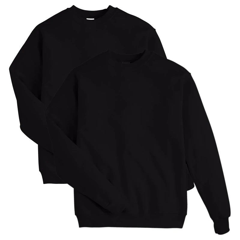 Hanes Men's EcoSmart Fleece Sweatshirt, Black, XX-Large (Pack of 2)