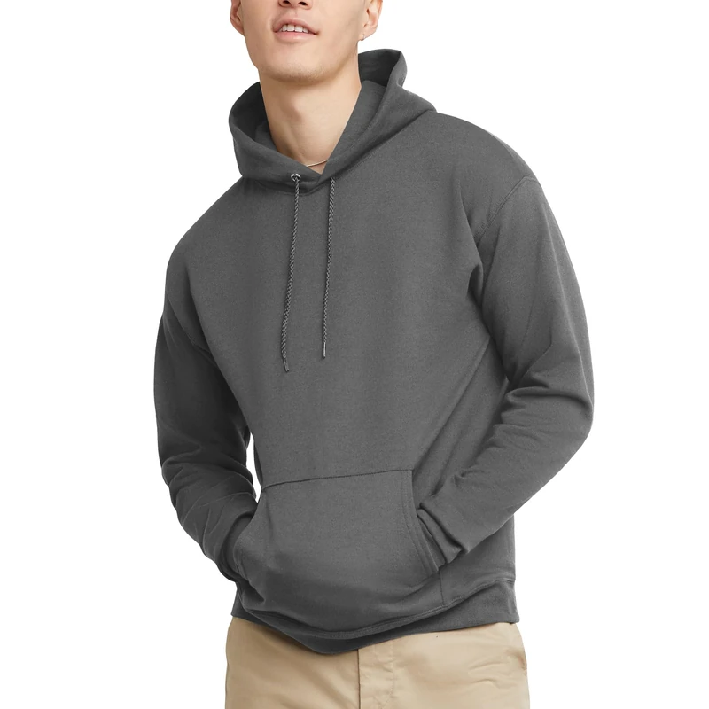 Hanes Men's Sweatshirt, EcoSmart Fleece Hoodie, Cotton-Blend Fleece Hooded Sweatshirt, Plush Fleece Pullover Hoodie, Smoke Gray, XX-Large