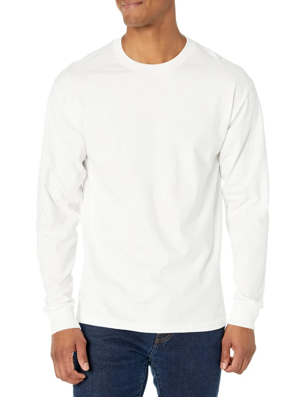 Hanes Men's Long Sleeve Beefy-T Shirt, White, X-Large (Pack of 2)