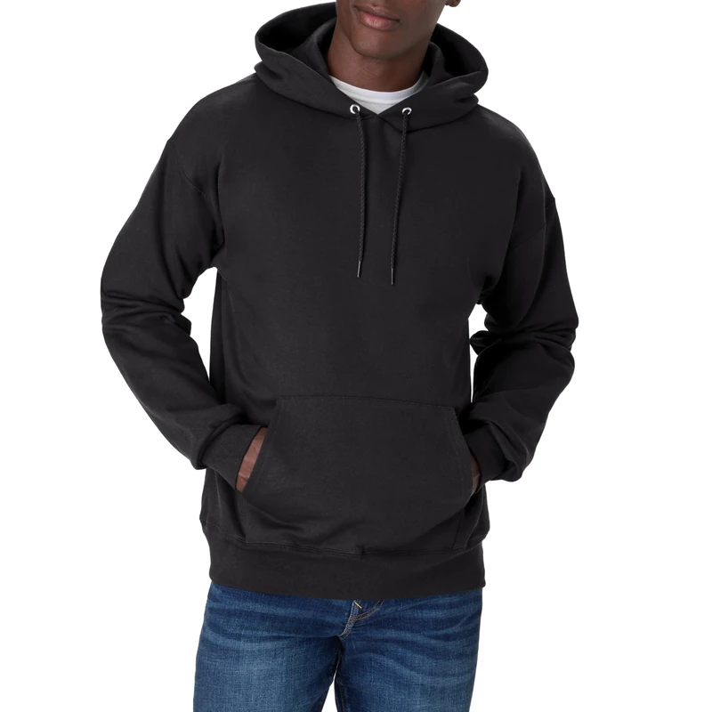 Hanes Unisex-Adult mensOF170Ultimate Cotton Pullover Hood Long Sleeve Hooded Sweatshirt - Black - XXL