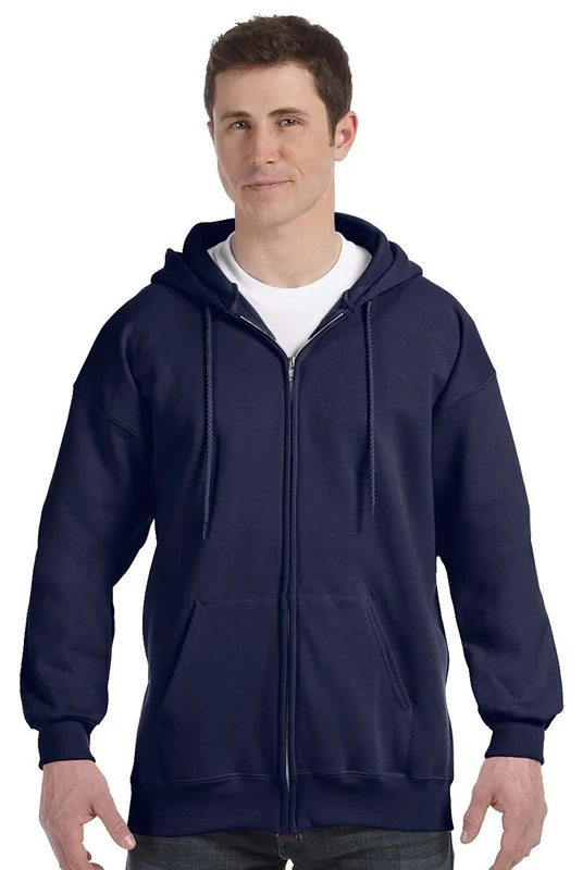 Hanes Men's Full Zip Ultimate Heavyweight Fleece Hoodie, Navy, Large