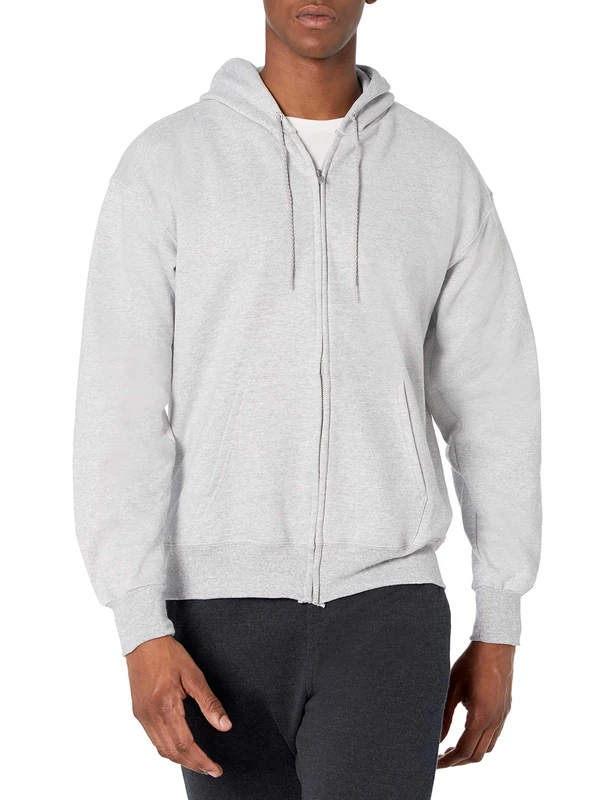 Hanes Men's Full Zip Ultimate Heavyweight Fleece Hoodie, Light Steel, Small