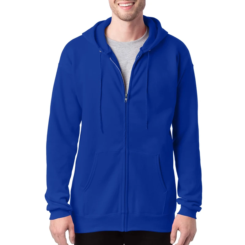 Hanes Men's Full Zip Ultimate Heavyweight Fleece Hoodie, Deep Royal, X-Large - Image 1