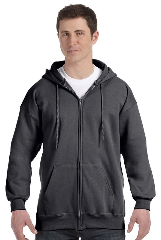 Hanes Men's Full Zip Ultimate Heavyweight Hoodie, Charcoal Heather, XXXL