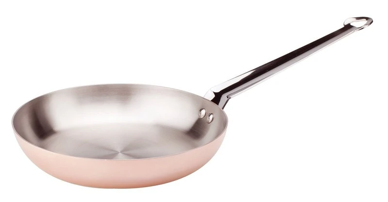 Pentole Agnelli Induction Frying Pan with Tubular Steel Handle, Diameter 24 Cm, Light Copper/Silver