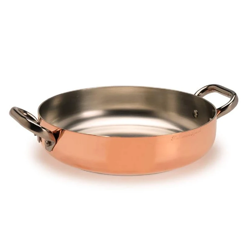 Pentole Agnelli ALCU110PI28 Tin-Plated Copper pan with 2 Stainless Steel Handles and Induction Bottom, 28 cm