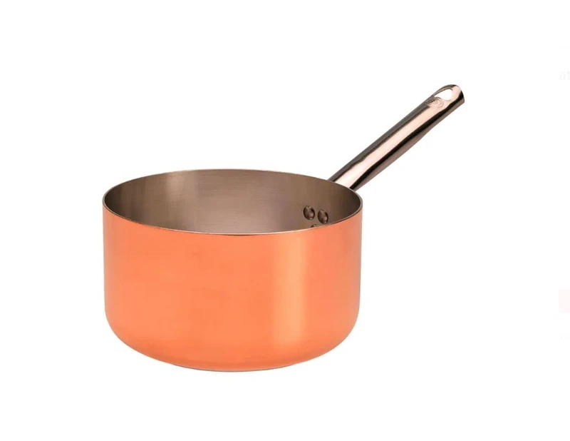 Pentole Agnelli ALCU105PI20 High Copper Saucepan with Steel Handle, Tin-Plated Copper with Induction Bottom, 20 cm