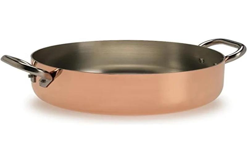 Pentole Agnelli ALCU106PI28 Low Copper Saucepan with 2 Steel Handles, Tin-Plated Copper with Induction Bottom, 28 cm