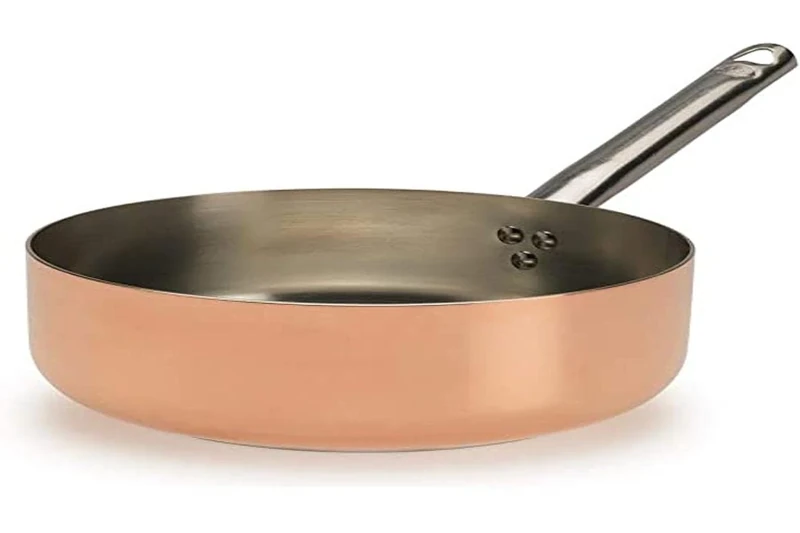 Pentole Agnelli ALCU107PI24 Low Casserole, Tin-Plated Copper with double Bottom for Induction, with Stainless Steel Tubular Handle, 24 cm