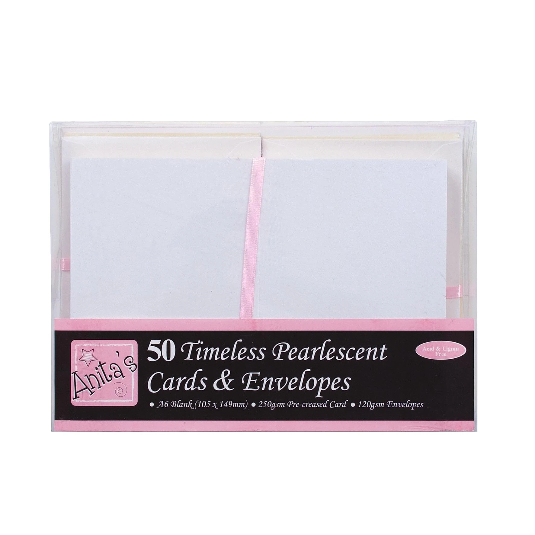 Anita's Plain, Blank Cards & Envelopes, A6, Timeless Pearlescent, Pack of 50, for Home, Wedding, Birthday, Christmas, Thank You, Art & Craft, Scrapbooking Supplies, Baby Shower, Card Making