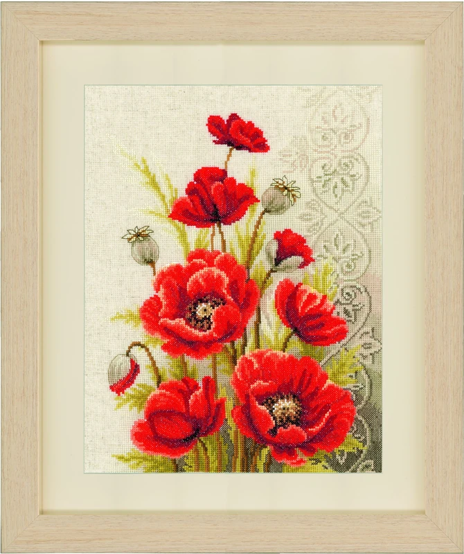 Vervaco Poppies and Swirls Counted Cross Stitch, Multi-Colour
