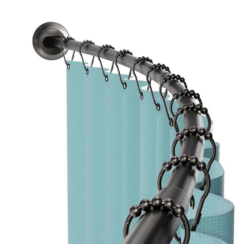 Zenna Home Rustproof Curved Shower Curtain Rod, Adjustable Tension Shower Rod, 50" to 72", Expandable, Telescoping, NeverRust, No Drilling, Bronze