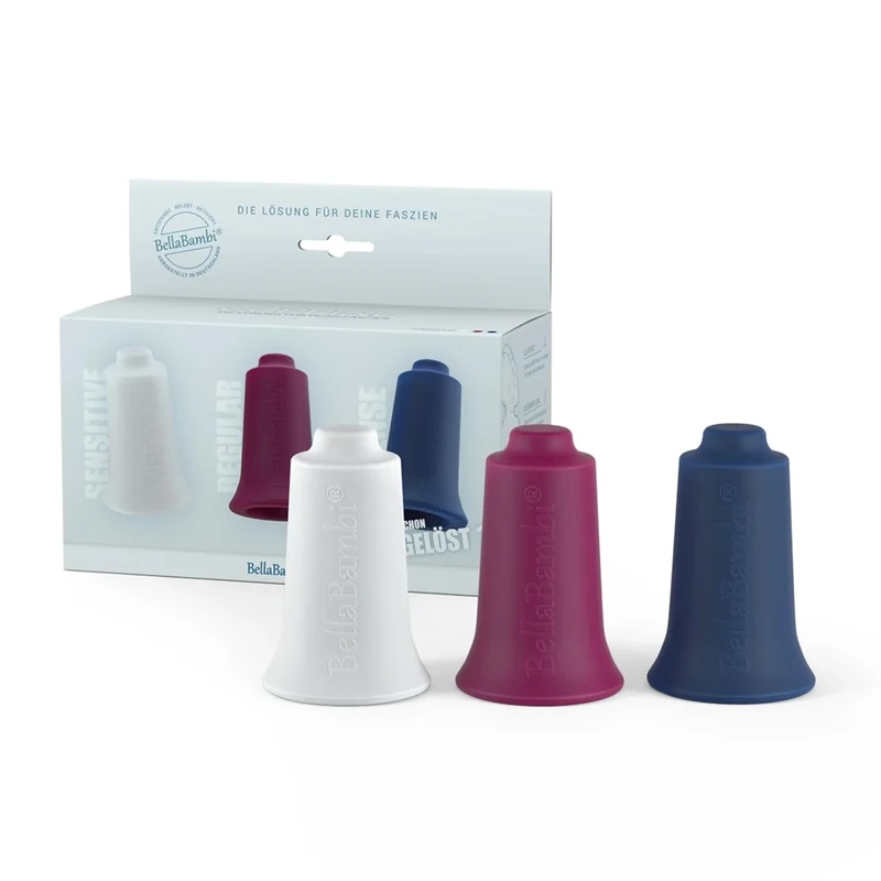 BellaBambi original Cupping-Set TRIO: SENSITIVE (White) + REGULAR (Blackberry) + INTENSE (Night Blue) 34 mm - Image 1