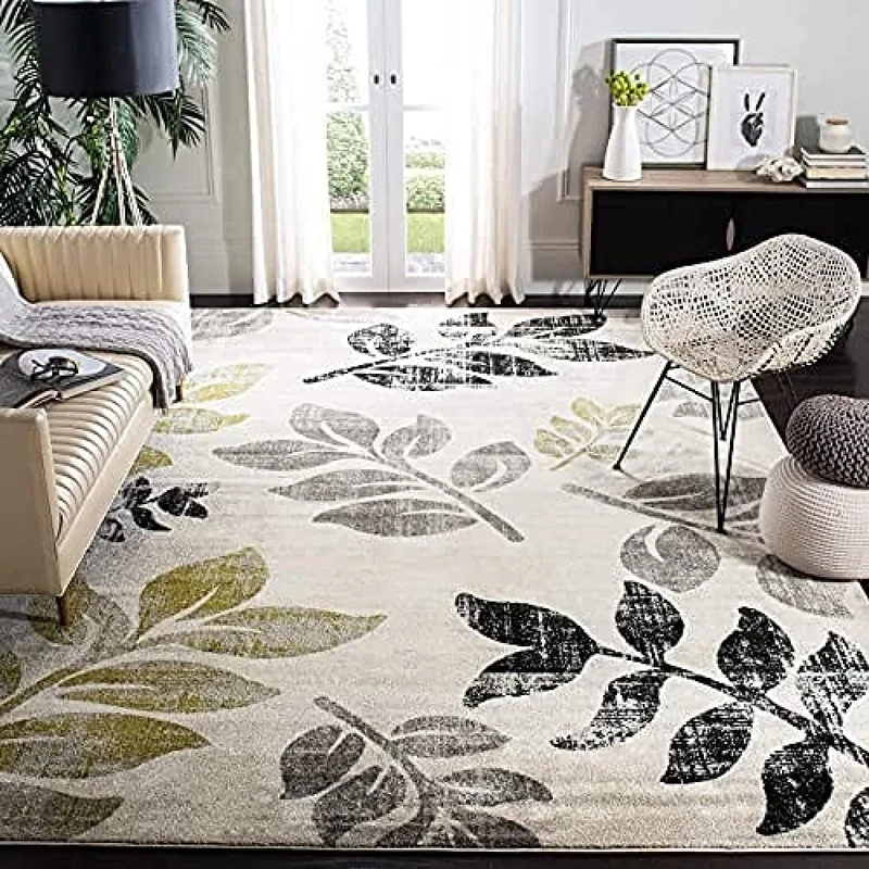 SAFAVIEH Modern Rug for Living Room, Dining Room, Bedroom - Porcello Collection, Short Pile, in Ivory and Green, 244 X 340 cm - Image 1