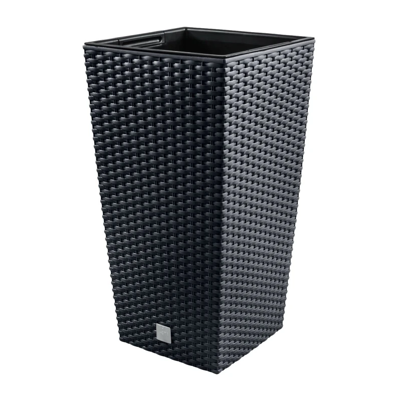 Prosper Plast DRTS265-S433 26.5 x 26.5 x 50 cm "Rato" Square Flowerpot - Anthracite - Image 1