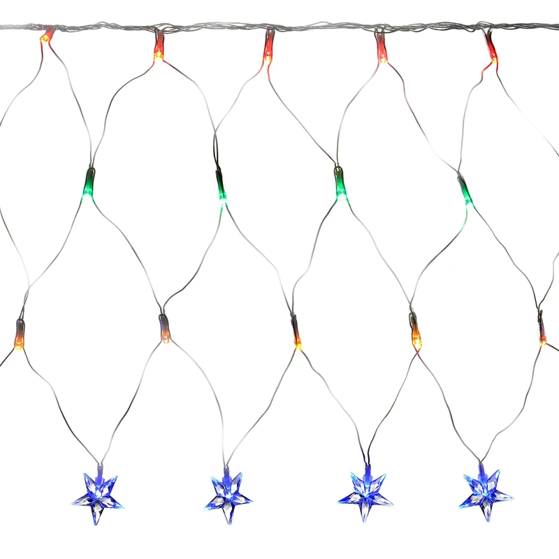 WeRChristmas LED Star Curtain Net Christmas Light String with Chasing/Static Settings, 8 m x 40 cm - Multi- Colour