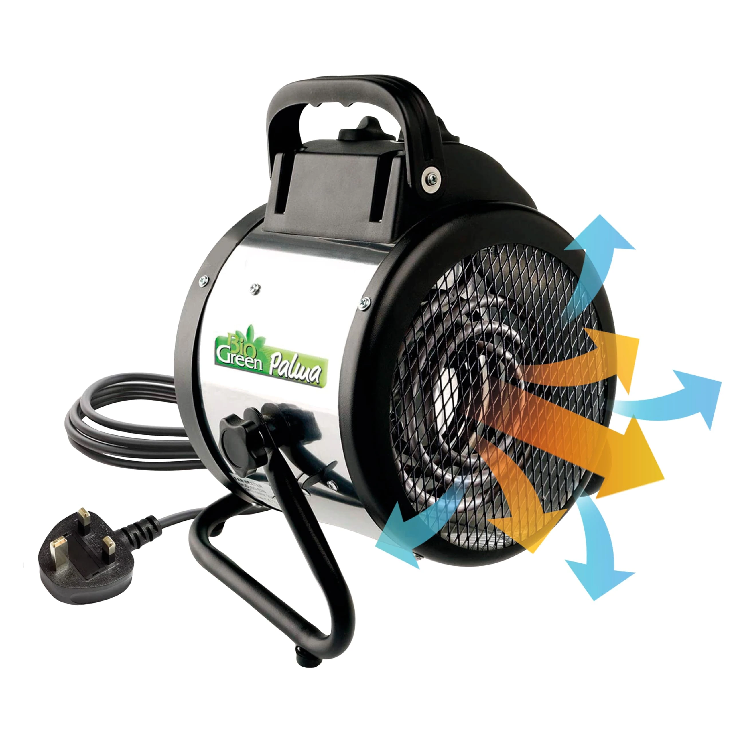 BioGreen Electric Greenhouse Heater & Fan with Manual Thermostat PALMA | 2000 Watts | 163 m³/h Air Circulation 0 - 60 C° | Stainless Steel Housing