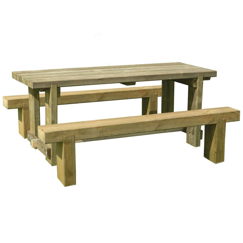 Forest Garden Refectory Table and Sleeper Benches Set 1.8m, Pressure Treated