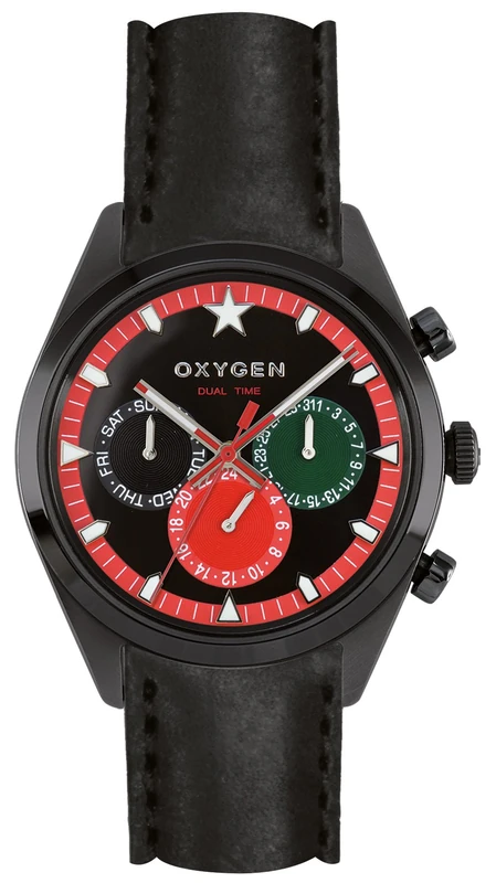 Oxygen Roma 40 Mens Quartz Watch with Black Dial Analogue Display and Black Leather Strap EX-SDT-ROM-40-CL-BL