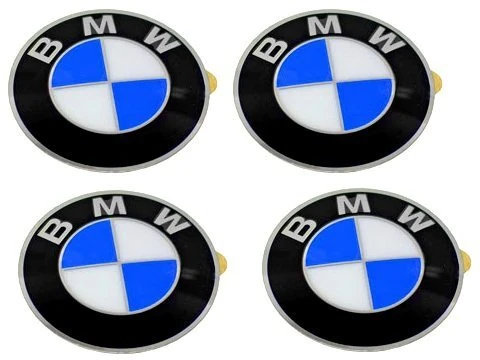 BMW Wheel Center Cap Emblems (4) OEM 64.5mm E46 E60 E90 E92; 36136767550 - Image 1