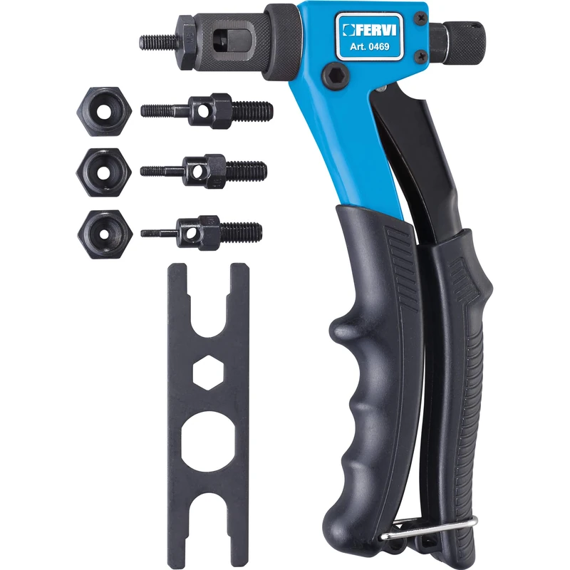 Fervi 0469 Riveter X for Threaded Inserts from M3 to M6, Cyan/Black