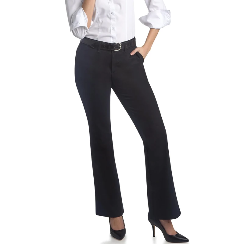 Dickies Women's Slim Fit Boot Cut Stretch Twill Pant, Black, 4 Short