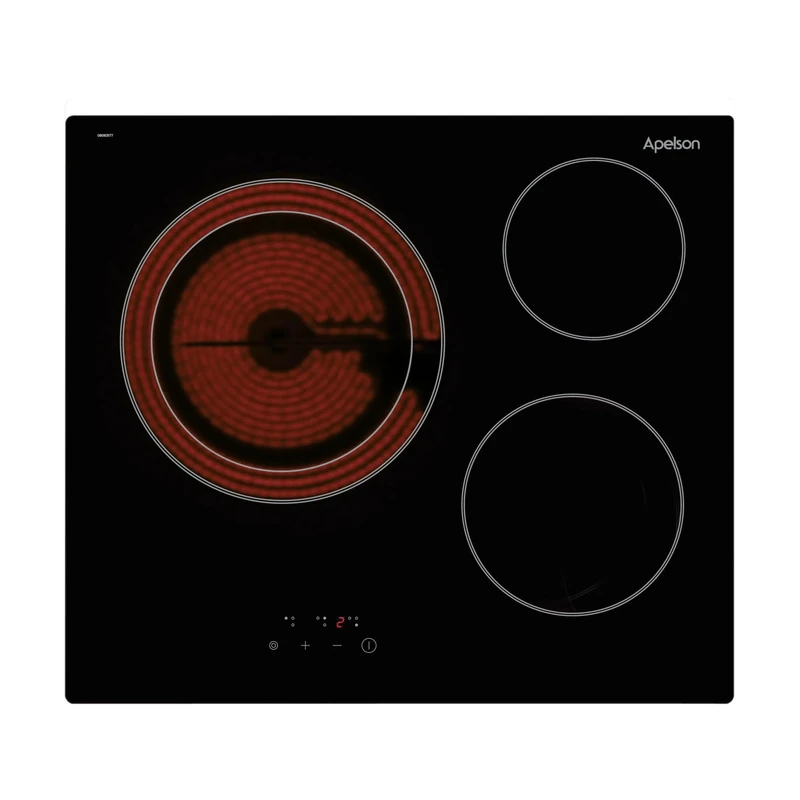 APELSON ACGI 4060 BK Induction Hob | Model AVT 360 | Three Cooking Zones | Quick-Fix System Anchor System | 9 Power Levels | Safety Lock, 1750 W, Ceramic, Black