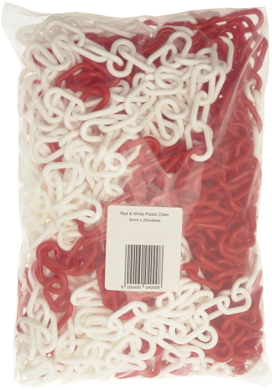 Signs & Labels FBRWC6 6mm x 25m Plastic Chain - Red/ White