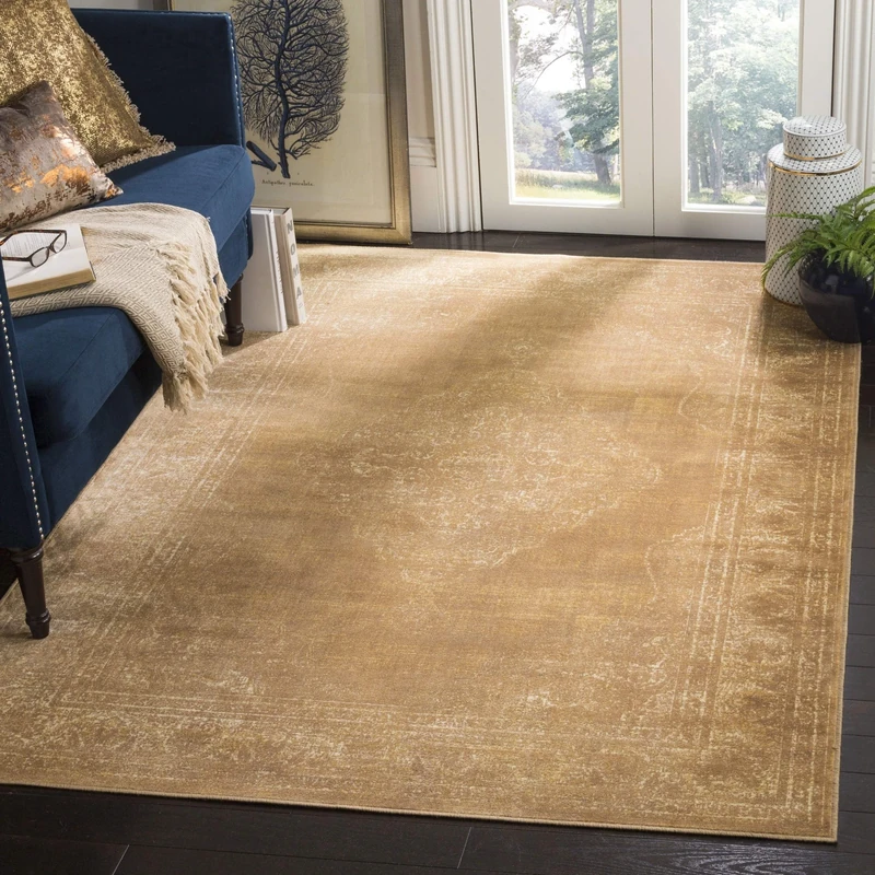 Safavieh Traditional Indoor Woven Square Area Rug, Vintage Collection, VTG112, in Light Brown / Ivory, 183 X 183 cm for Living Room, Bedroom or Any Indoor Space