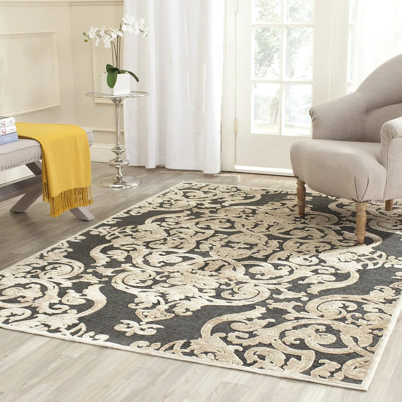 Safavieh Transitional Indoor Woven Rectangle Area Rug, Paradise Collection, PAR348, in Stone / Anthracite, 160 X 229 cm for Living Room, Bedroom or Any Indoor Space