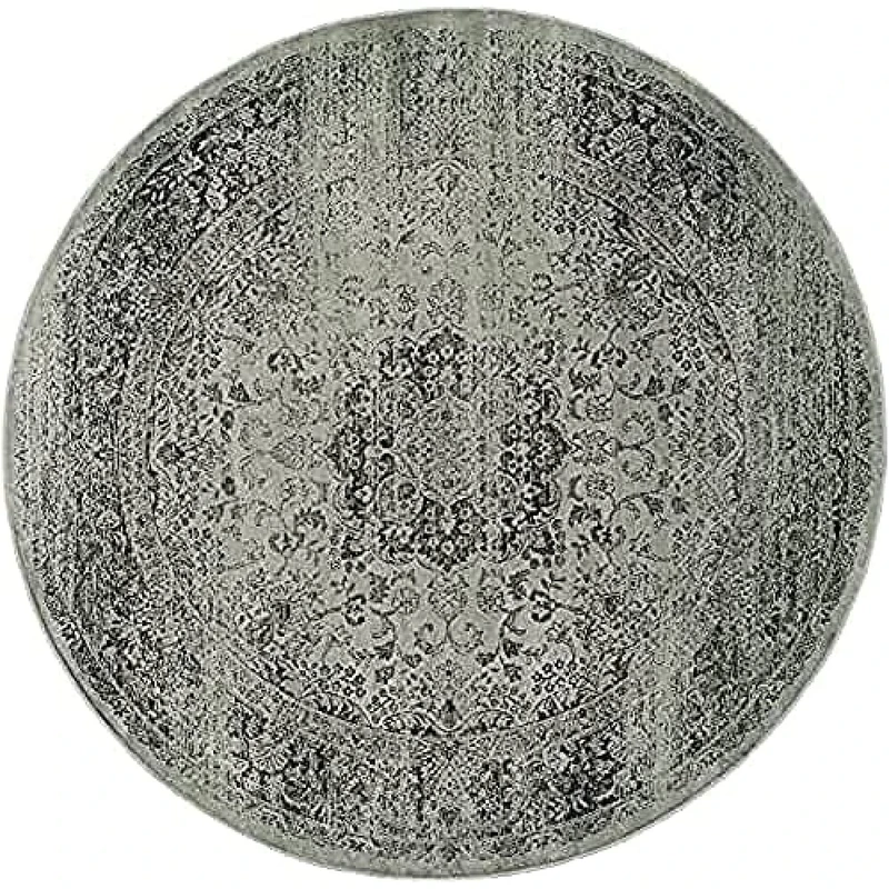 Safavieh Traditional Indoor Woven Round Area Rug, Vintage Collection, VTG113, in Grey / Spruce, 183 X 183 cm for Living Room, Bedroom or Any Indoor Space