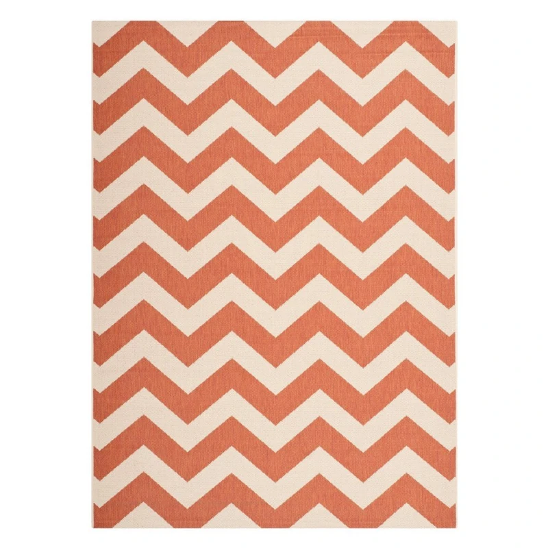 Safavieh Chevron Indoor/Outdoor Woven Rectangle Area Rug, Courtyard Collection, CY6244, in Terracotta / Beige, 79 X 152 cm for Garden, Patio or Any Outdoor Space