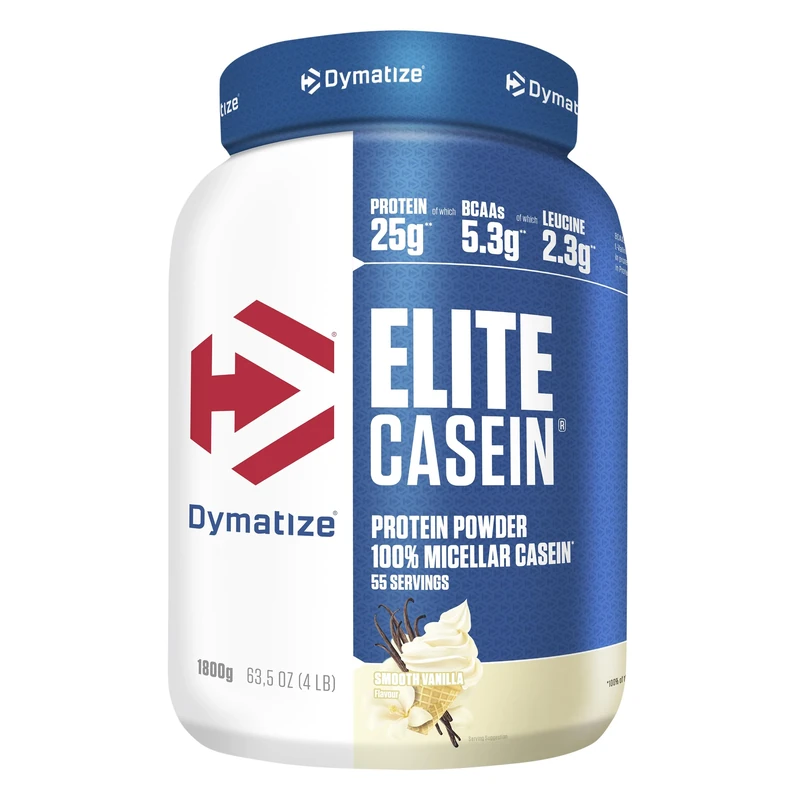 Dymatize Elite Casein Protein Powder Smooth Vanilla 1800g – Slow-Release Casein with BCAAs