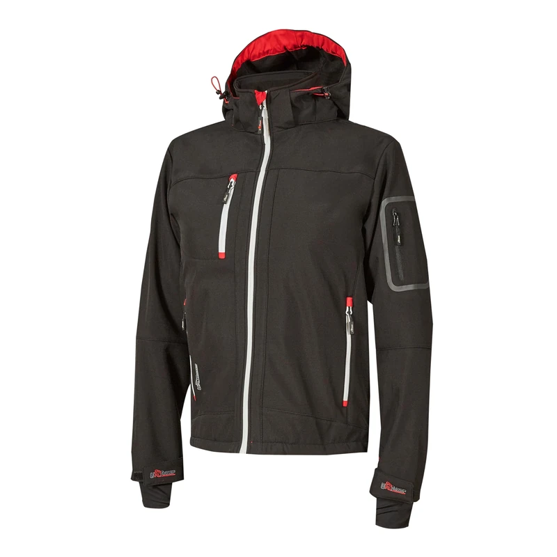 U-Power Metropolis, Soft Shell Men's Fleece Jacket, Casual Winter Wear, with Hood, Stretch Fabric, Waterproof, Windbreaker, Full Zip Padded Coat (Black Carbon L) - Image 1