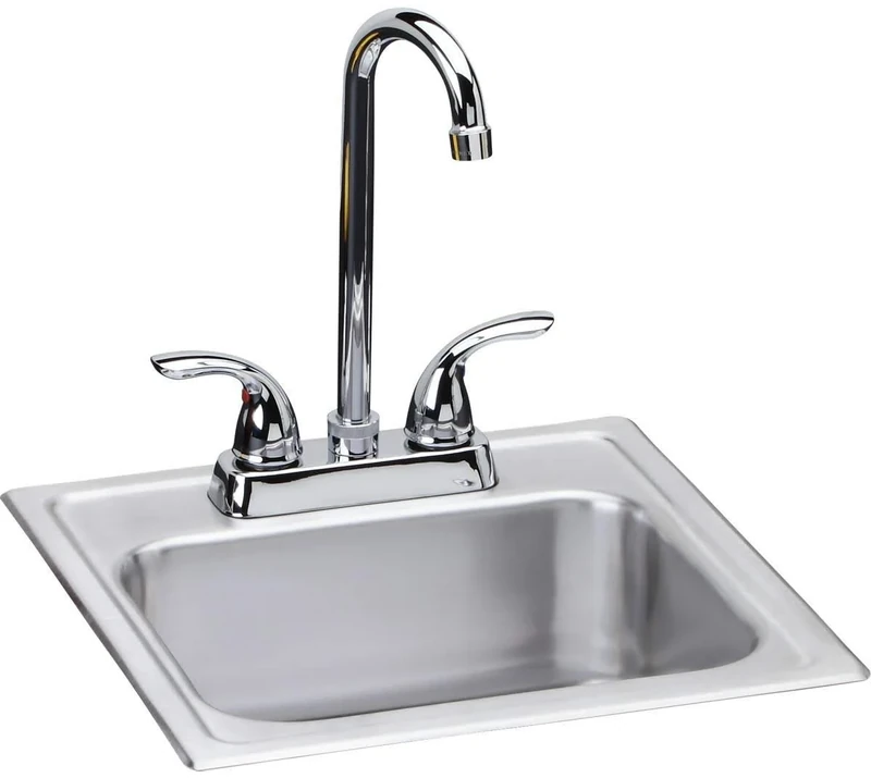 Elkay DSEP1515C 20 Gauge Stainless Steel 15" x 15" x 6" Single Bowl Top Mount Bar/Prep Sink Kit, Satin, 15 x 15 x 15 x 6
