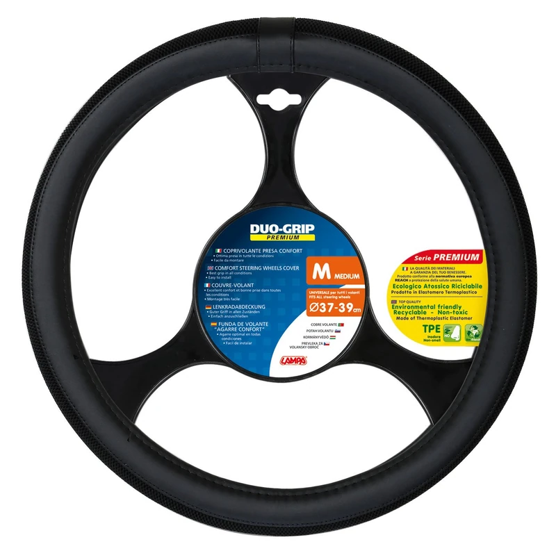 LAMPA 33141 Premium Duo-Grip Steering-Wheel Cover, Thermoplastic Elastomer (TPE), Medium