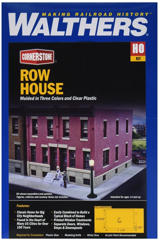 Cornerstone Walthers 933-3778 Row House with Flat Roof Model Railway Accessories