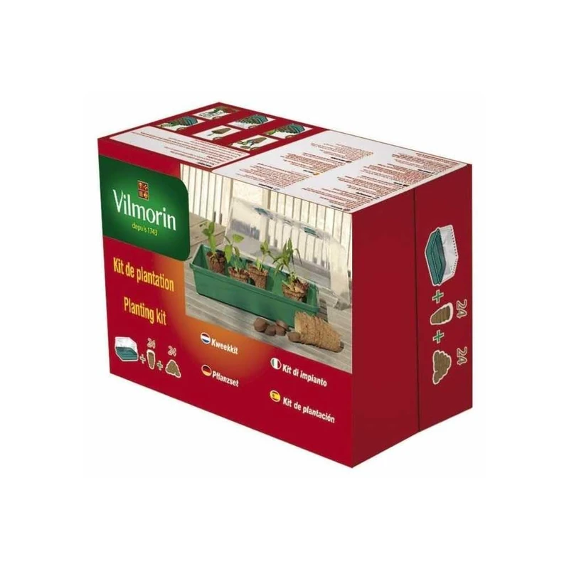 Vilmorin 3990625 Greenhouse Kit Coco 24 Inch, 6 cm Pots 24 Lozenges Compressed Coir - Image 1