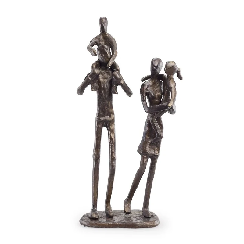 DANYA B. ZD12060 Contemporary Metal Shelf Decor - Bronze Sculpture - Parents Carrying Children