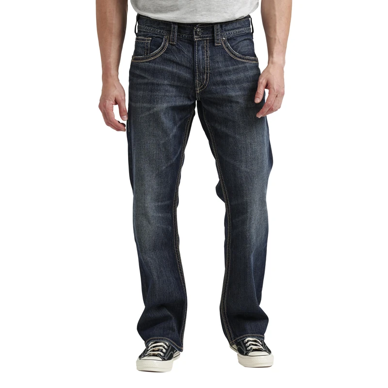 Silver Jeans Men's Gordie Loose Fit Straight Leg Jeans, Dark Sandblast, 33W 34L UK