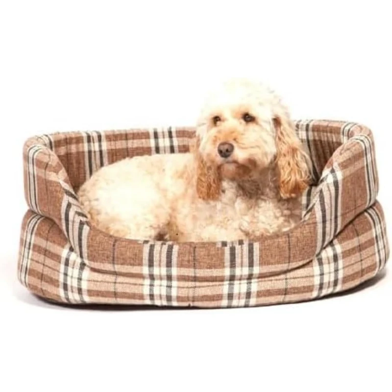 Danish Design Newton Truffle Brown Check Machine Washable Dog/Puppy Slumber Bed 40 Inch