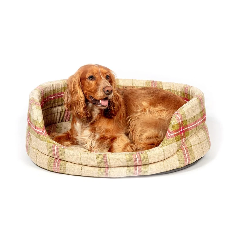 Danish Design Newton Moss Orange Brown Check Machine Washable Dog/Puppy Slumber Bed 35 Inch