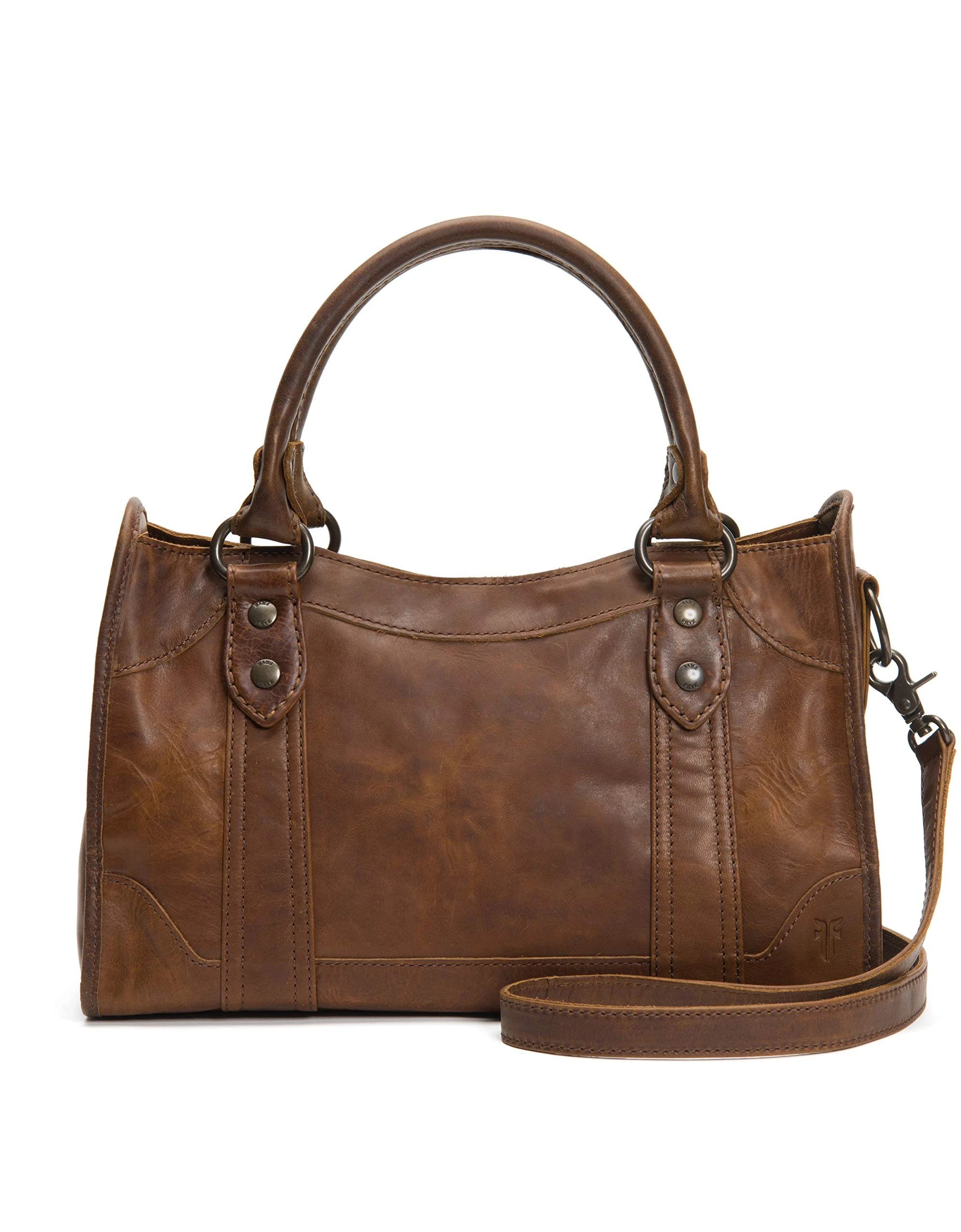 FRYE Melissa Zip Satchel Leather Handbag, Dark Brown, One size