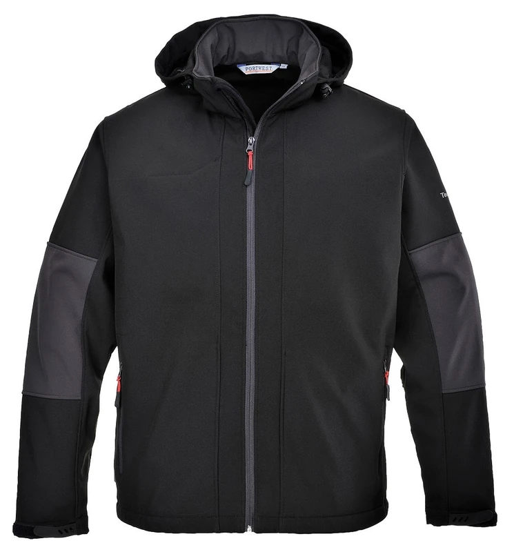 Portwest Softshell with Hood (3L), Color: Black, Size: XL, TK53BKRXL